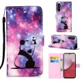 For Samsung Galaxy S23 FE 5G Colored Drawing Pattern Plain Weave Leather Phone Case(Baby Panda)