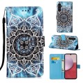 For Samsung Galaxy A15 Colored Drawing Pattern Plain Weave Leather Phone Case(Undersea Mandala)