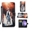 For Samsung Galaxy S24+ 5G Colored Drawing Pattern Plain Weave Leather Phone Case(Cats And Tigers)