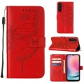 For Samsung Galaxy A15 Embossed Butterfly Leather Phone Case(Red)