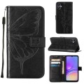 For Samsung Galaxy A05 Embossed Butterfly Leather Phone Case(Black)
