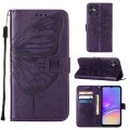 For Samsung Galaxy A05 Embossed Butterfly Leather Phone Case(Dark Purple)