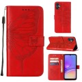 For Samsung Galaxy A05 Embossed Butterfly Leather Phone Case(Red)