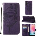 For Samsung Galaxy A05s Embossed Butterfly Leather Phone Case(Dark Purple)