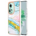 For OPPO Reno11 5G Global Electroplating Marble Dual-side IMD Phone Case(Green 004)
