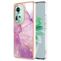 For OPPO Reno11 5G Global Electroplating Marble Dual-side IMD Phone Case(Purple 001)