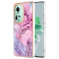 For OPPO Reno11 5G Global Electroplating Marble Dual-side IMD Phone Case(Pink 013)