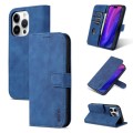 For iPhone 15 Pro AZNS Skin Feel Calf Texture Flip Leather Phone Case(Blue)