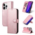 For iPhone 15 Pro AZNS Skin Feel Calf Texture Flip Leather Phone Case(Rose Gold)