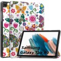For Samsung Galaxy Tab A9 Custer Painted 3-Fold Holder Smart Leather Tablet Case(Colorful Butterflie