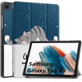 For Samsung Galaxy Tab A9 Custer Painted 3-Fold Holder Smart Leather Tablet Case(Lazy Cat)