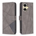 For OPPO A59 5G Magnetic Buckle Rhombus Texture Leather Phone Case(Grey)