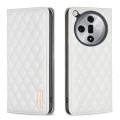 For OPPO Find X7 Ultra Diamond Lattice Magnetic Leather Flip Phone Case(White)