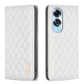 For OPPO A60 Diamond Lattice Magnetic Leather Flip Phone Case(White)
