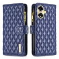 For OPPO A59 5G Diamond Lattice Zipper Wallet Leather Flip Phone Case(Blue)