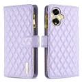 For OPPO A59 5G Diamond Lattice Zipper Wallet Leather Flip Phone Case(Purple)