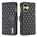 For OPPO A59 5G Diamond Lattice Zipper Wallet Leather Flip Phone Case(Black)