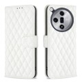 For OPPO Find X7 Ultra Diamond Lattice Wallet Leather Flip Phone Case(White)