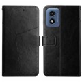 For Motorola Moto G Play 4G 2024 HT01 Y-shaped Pattern Flip Leather Phone Case(Black)