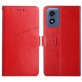 For Motorola Moto G Play 4G 2024 HT01 Y-shaped Pattern Flip Leather Phone Case(Red)