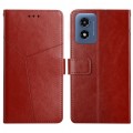 For Motorola Moto G Play 5G 2024 HT01 Y-shaped Pattern Flip Leather Phone Case(Brown)