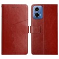 For Motorola Moto G04 / G24 HT01 Y-shaped Pattern Flip Leather Phone Case(Brown)