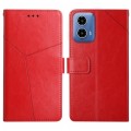 For Motorola Moto G04 / G24 HT01 Y-shaped Pattern Flip Leather Phone Case(Red)