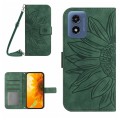 For Motorola Moto G Play 4G 2024 HT04 Skin Feel Sun Flower Embossed Flip Leather Phone Case with Lan