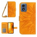 For Motorola Moto G Play 4G 2024 HT04 Skin Feel Sun Flower Embossed Flip Leather Phone Case with Lan