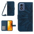 For Motorola Moto G Play 5G 2024 HT04 Skin Feel Sun Flower Embossed Flip Leather Phone Case with Lan