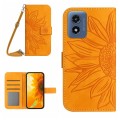 For Motorola Moto G Play 5G 2024 HT04 Skin Feel Sun Flower Embossed Flip Leather Phone Case with Lan