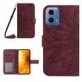 For Motorola Moto G Stylus 5G 2024 HT04 Skin Feel Sun Flower Embossed Flip Leather Phone Case with L