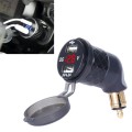 German EU Plug Special Motorcycle Elbow Charger Dual USB Voltmeter 4.2A Charger, Shell Color:Black(R