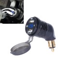 German EU Plug Special Motorcycle Elbow Charger Dual USB Voltmeter 4.2A Charger, Shell Color:Black(B
