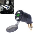 German EU Plug Special Motorcycle Elbow Charger Dual USB Voltmeter 4.2A Charger, Shell Color:Black(G