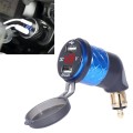 German EU Plug Special Motorcycle Elbow Charger Dual USB Voltmeter 4.2A Charger, Shell Color:Blue(Re