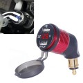 German EU Plug Special Motorcycle Elbow Charger Dual USB Voltmeter 4.2A Charger, Shell Color:Red(Red