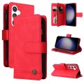 For Samsung Galaxy S24 Skin Feel Multi-Card Wallet Zipper Leather Phone Case(Red)