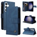 For Samsung Galaxy S24 Skin Feel Multi-Card Wallet Zipper Leather Phone Case(Blue)