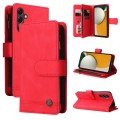 For Samsung Galaxy A15 Skin Feel Multi-Card Wallet Zipper Leather Phone Case(Red)