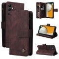 For Samsung Galaxy A15 Skin Feel Multi-Card Wallet Zipper Leather Phone Case(Brown)