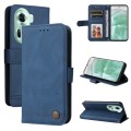 For  OPPO Reno11 5G Global Skin Feel Life Tree Metal Button Leather Phone Case(Blue)