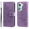For OPPO Reno11 5G Global 7-petal Flowers Embossing Leather Phone Case(Light Purple)