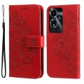 For OPPO A59 5G / A2m 7-petal Flowers Embossing Leather Phone Case(Red)