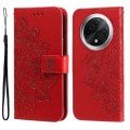 For OPPO A3 Pro 5G 7-petal Flowers Embossing Leather Phone Case(Red)