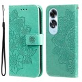 For OPPO A60 4G Global 7-petal Flowers Embossing Leather Phone Case(Green)