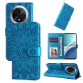 For OPPO A3 Pro 5G Embossed Sunflower Leather Phone Case(Blue)