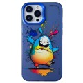 For iPhone 15 Pro Max Double Layer Color Silver Series Animal Oil Painting Phone Case(Happy Rabbit)
