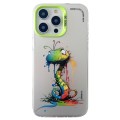 For iPhone 15 Pro Double Layer Color Silver Series Animal Oil Painting Phone Case(Zodiac Snake)