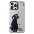 For iPhone 15 Pro Double Layer Color Silver Series Animal Oil Painting Phone Case(Labrador)